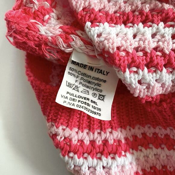 Pink Crochet Halter Crop Top Women’s M/L Made In Italy Barbie Summer Festival - Picture 4 of 4